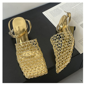 Sandales en maille faites à la main sur mesure 2025 pour femmes, style européen et américain, nouvelles sandales à talons hauts ajourées pour femmes - Product Image 1
