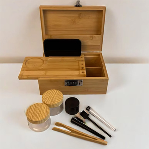 קופסת אחסון מעץ במבוק בהתאמה אישית, מגש גלגול, מיכל לאביזרי עישון, מטחנה, ניירות, מארגן לבית - Product Image 2