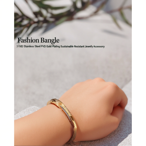 Fashion <b>Bangle</b> 316L Stainless Steel PVD Gold Plating Sustainable Resistant Jewelry Accessory - Product Image 3