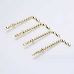Customized Stainless Steel Brass Cup Square Hooks L-shaped Metal I-shaped Screw Hook