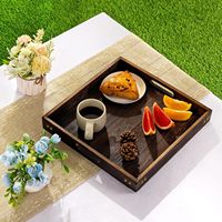 Plateau de service en bois avec poignées, plateau décoratif en bois pour salon, plateau de table basse moderne, grands plateaux de service carrés