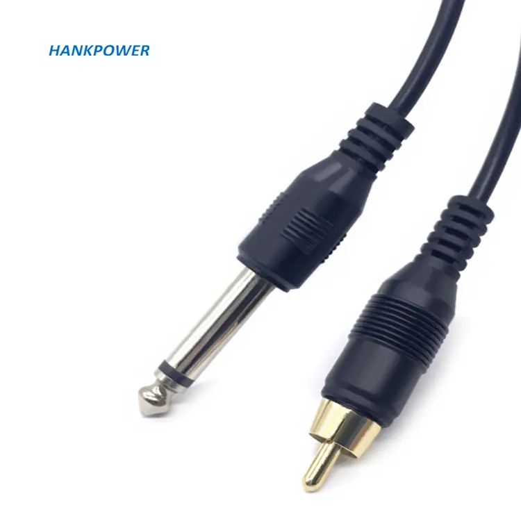 Sesuaikan Kabel Video Audio Jack Rca Plug Mono 1/4 6.35Mm Hitam Kualitas Tinggi Profesional