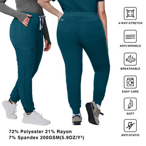 Kitmaz Medical Scrub Pants for Women-Mid Rise 4-Way Stretch Slim Fit Jogger Pants, Drawstring &amp; 5 Pockets - Product Image 5