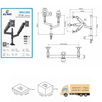MH10D Dual RGB Monitor Stand Arm Bracket Riser Desk Mount Double Arm Suporte De Monitor Stand Computer Arm 2 Monitores Mounts