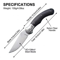 Couteau pliant de poche, lame en acier 5Cr13MoV, pointe tombante, bolster en acier, manche en fibre de nylon, mécanisme de verrouillage, chasse, extérieur, EDC, bricolage