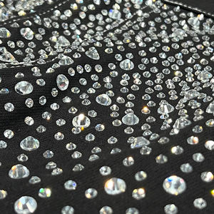 جينز رجالي بتصميم عتيق وعصري مع أربطة طويلة، تصنيع مخصص، جينز واسع الساق مستقيم مزين بالأحجار اللامعة للرجال - Product Image 4