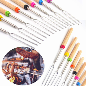 Fourchettes télescopiques en acier inoxydable pour barbecue, bâtonnets de cuisson pour guimauves, réglables de 31 à 81 cm, résistantes à la chaleur, écologiques, de haute qualité - Product Image 5