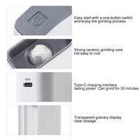 Mini moulin à épices électrique rechargeable portable avec meule en céramique, batterie 1200 mAh, type C, moulin à sel et à poivre pour le camping et le barbecue