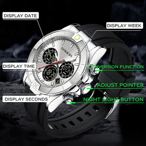 SANDA 6192 Dual‑Display Multifunctional Electronic Watch Multi‑Time Zones Luminous Sports Waterproof Silicone Strap Wristwatch - Product Image 5