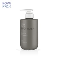 300ml 400ml rond ovale fond vide bouteilles de shampooing dur épais PET gris plastique Lotion pompe bouteille corps lavage Gel douche bouteille