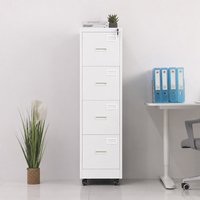 Meuble de classement compact à 4 tiroirs, armoire de rangement verticale peu profonde en métal verrouillable pour bureau