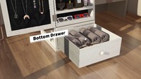 Armoire à bijoux pivotante avec lumières, miroir de coiffeuse à écran tactile, miroir de corps entier rotatif avec rangement pour bijoux