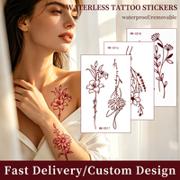 Autocollants de tatouage temporaire semi-permanent floral sans eau, à coller, imperméables pour l'art corporel