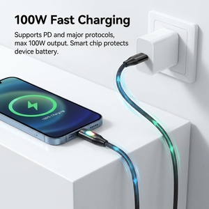 USB C TO USB C CABLE 1M 100W <span class=keywords><strong>ชาร์จ</strong></span>เร็วไฟ LED ตัวบ่งชี้ที่ถักไนลอนสีดำสำหรับแล็ปท็อป MacBook iPhone Samsung - Product Image 4