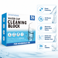 Zourunan Bloc Nettoyant pour Bouteille d'Eau 36 Comprimés Soin en 15 Minutes Élimination des Odeurs et des Taches Réservoir d'Hydratation Usage Domestique Vente en Gros OEM