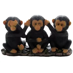黑猴树脂雕像三智猴雕像雕塑雕像动物家居办公室装饰