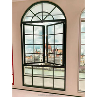 Ventana de Aluminio Resistente a Huracanes de Estilo Retro Francés, Apertura Horizontal, Manija de Cobre Sólido, para Dormitorio, Zona Tropical, Villa, Seguridad