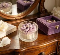 Bougie parfumée à la marguerite en cire de soja écologique faite à la main, logo personnalisé, design floral 3D, pour mariage, demoiselle d'honneur, Noël, Nouvel An
