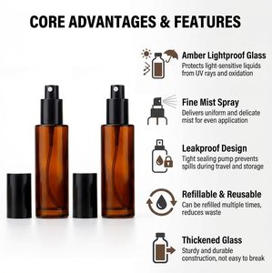 20ml 30m 40ml 50ml 60ml <b>100ml</b> 120ml 150ml Flat Shoulder Glass <b>Bottle</b> Cosmetic Sprayer Amber Glass <b>Bottle</b> With <b>Spray</b> Pump - Product Image 2