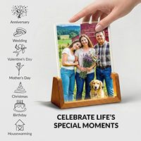 Cadre photo LED en acrylique personnalisé pour maman, directement de l'usine, avec base en bois, veilleuse, collage personnalisé, vente en gros