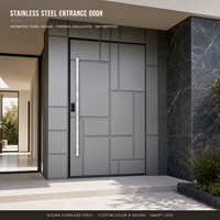 Porte d'entrée en acier inoxydable sur mesure, isolation thermique, étanche, design moderne géométrique pour maison, habitation et extérieur