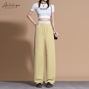 <span class=keywords><strong>Pantaloni</strong></span> a Gamba Larga Curvi Personalizzati OEM <span class=keywords><strong>con</strong></span> <span class=keywords><strong>Elastico</strong></span> <span class=keywords><strong>in</strong></span> <span class=keywords><strong>Vita</strong></span>, Cordoncino <span class=keywords><strong>in</strong></span> Pizzo, <span class=keywords><strong>Pantaloni</strong></span> Casual da Donna - Product Image 2