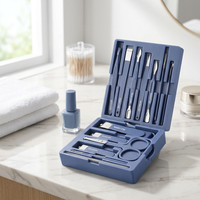 Kit de manucure professionnel complet en acier au carbone avec poignée confortable, étui de protection et emballage personnalisé avec logo