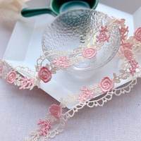 Bricolage vêtements accessoires de couture rose Beige garniture en dentelle de haute qualité fleur dentelle tissu broderie à la main ruban de Patchwork