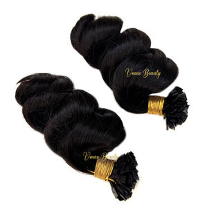 VMAE Cuticule alignée vierge brute russe Blonde Water Wave Tips Dark Brown #18 Kératine Flat Nail I K Tip Extensions de <span class=keywords><strong>cheveux</strong></span> humains - Product Image 5