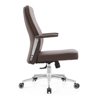 Chaise de bureau exécutive à dossier moyen avec dossier haut en cuir véritable, hauteur réglable, mobilier ergonomique moderne pour la maison et le bureau, idéale pour l'école