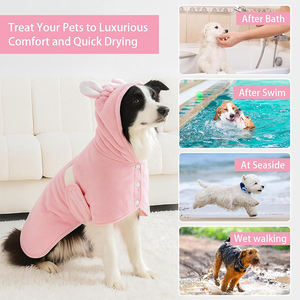 Peignoir de bain personnalisé pour animaux de compagnie, <span class=keywords><strong>serviette</strong></span> de séchage pour chien et chat, super absorbante, mignonne, avec capuche, col et sangle de ventre ajustables - Product Image 5