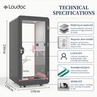 Cabine de bureau individuelle insonorisée, cabine téléphonique préfabriquée, box acoustique d'intimité, poste de travail silencieux écologique pour bureaux ISO, immeubles et hôtels