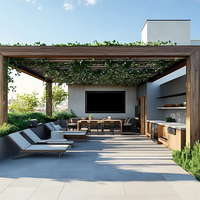 Îlot de cuisine extérieur moderne de luxe sur mesure avec options de portes en acier inoxydable 304, bois, verre ou acrylique, et plan de travail en pierre
