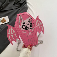 Bolso bandolera gótico personalizado con forma de ataúd, mini bolso Y2K con diseño de esqueleto y alas de murciélago, bolso de mano con forma de ataúd para Halloween