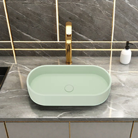 Lavabo de salle de bain rectangulaire moderne en béton gris fait à la main, lavabo ovale avec comptoir de toilette, lavabo en béton coulé