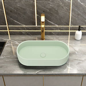 อ่างล้างหน้าทรงรีทำมือจากคอนกรีตสีเทาแบบโมเดิร์น พร้อมท็อปโต๊ะห้องน้ำ อ่างล้างหน้าคอนกรีตหล่อ - Product Image 4