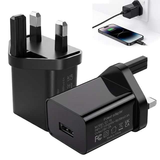 HYTO 5V 2A 1A USB Plug Adapter UK 10W Fast USB Wall Charger Phone Charger Plug Wall Plug AC Power Adapter for Smartphone