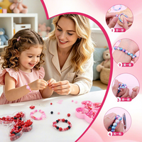 Kit de bijoux DIY en gros avec boîte papillon, perles acryliques rouges et breloques pour bracelets, fournitures de bricolage pour enfants
