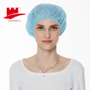 厂家供应无纺布一次性帽蓬松帽一次性护士圆帽带弹性