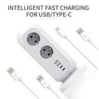 Worldplug Mul tiplug EU Smart Type C Power Strip Tower Extension Socket Board avec USB