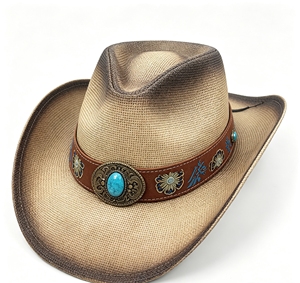 Sombrero de vaquero de paja de papel para hombre, estilo Texas, con ala moldeable, tipo Stetson, personalizado, de ganchillo - Product Image 2
