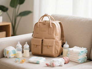 Mochila de pañales para mamá de cuero PU multifuncional personalizada de fabricante, bolsa para toallitas para bebés, pañales, juguetes, artículos personales - Product Image 4