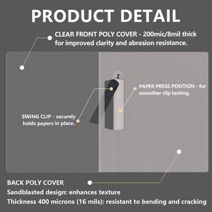 غطاء تقرير شفاف مع مشبك متأرجح 30 ورقة حجم A4 حرف مع مشبك متأرجح مستلزمات مكتبية - Product Image 5