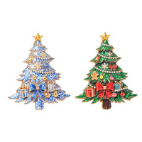 Weihnachtsthemen-Brosche aus Legierung, Blau-Weißer Porzellan-Weihnachtsbaum mit Glockendesign