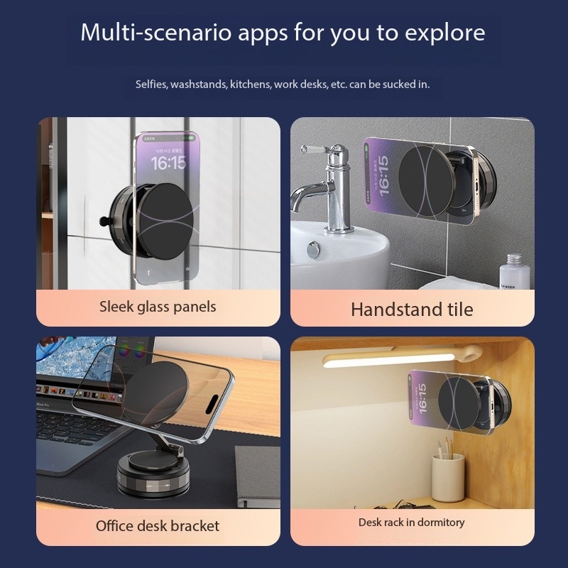 Chaomei CCT30-2F Magnetic Vacuum Suction Car Phone Holder Desk Stand for Redmi Note 14 Pro