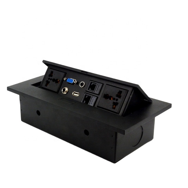 Conference Table Connectivity Box Multimedia Tabletop Hidden Pop up Socket Outlet/desk Socket Box With 3.5 Audio Oval Shape, H