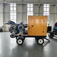 Unité de pompage mobile à moteur diesel de 1600 m³/h montée sur remorque, pompe à grand débit pour le drainage des inondations et l'irrigation agricole