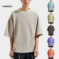 MGOO Blank Waffle Gewebt Baumwolle T-shirts Kurzarm Männer Übergroße Boxy Stil Tee Ebene Lose Fit t shirt