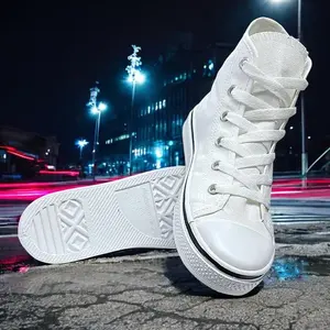 Bresa 870 High <b>Top</b> Canvas Casual Shoes For Adults - Breathable <b>Lace</b>-Up Round Toe Design With Rubber Outsole And Embroidered Logo - Product Image 5