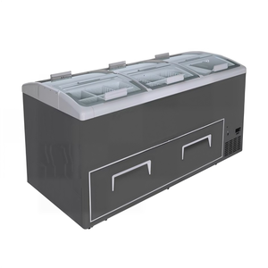 Congélateur à double face Kenkuhl avec dessus en verre coulissant et <span class=keywords><strong>tiroir</strong></span> -25°C ℃   Congélateur coffre commercial pour îlot de présentation de glaces - Product Image 6